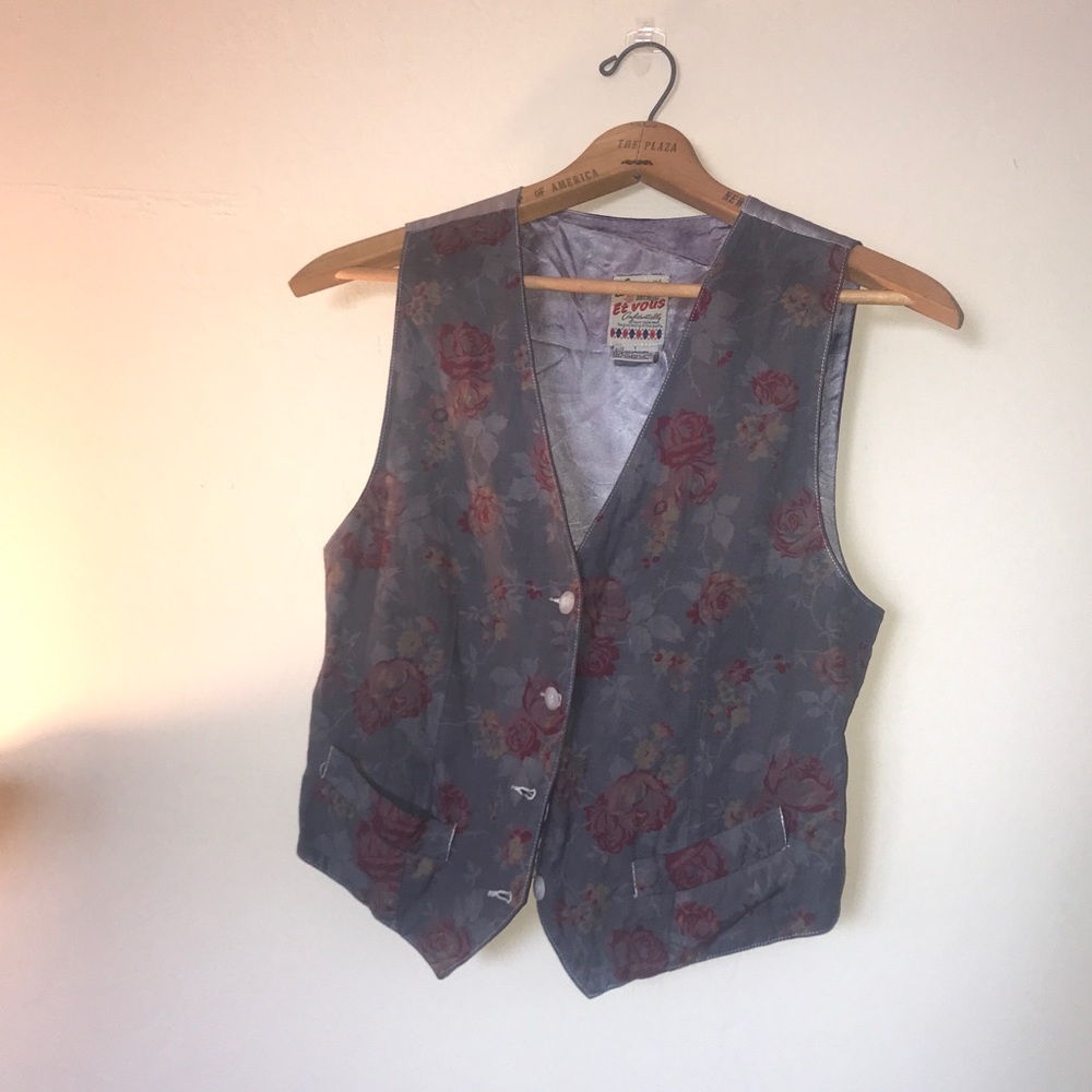 Et Vous 80s floral linen vest hand dyed spring unisex M vintage one of a kind - Picture 5 of 5